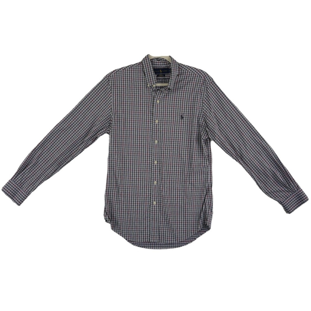 Ralph Lauren Button Down Shirt Men's Size Medium Plaid Slim Fit Performance